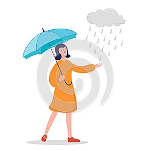 Vector illustration girl with umbrella and sneakers like raine. photo