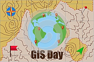 Vector Illustration of GIS Geographic Information System day