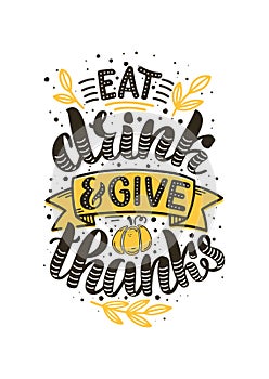 Vector illustration of Give Thanks  text