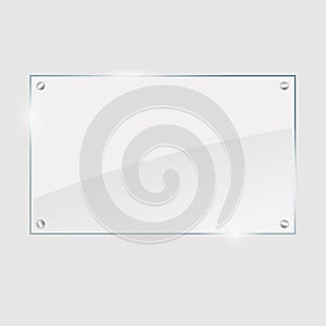 Vector illustration of glass or plastic transparent panel on grey background