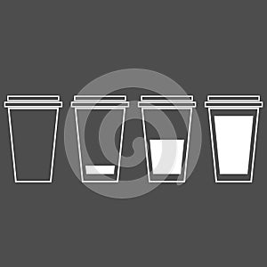 Plastic or paper glass with a coffee or tea. Vector illustration of a glass for tea or coffee for fast food with a blank space for
