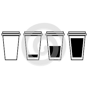 Plastic or paper glass with a coffee or tea. Vector illustration of a glass for tea or coffee for fast food with a blank space for