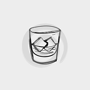 Whiskey Glass Sketch Vector Illustration