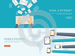 Vector illustration. Global communication. Social network,chatting. Emailing, sms. Web calls. Internet.