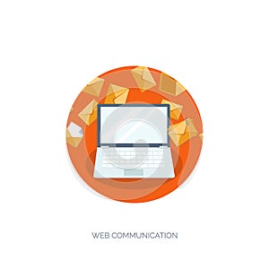 Vector illustration. Global communication. Social network,chatting. Emailing, sms. Web calls. Internet.