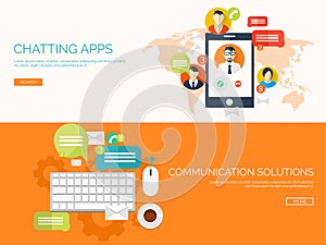 Vector illustration. Global communication. Social network,chatting. Emailing, sms. Web calls. Internet.