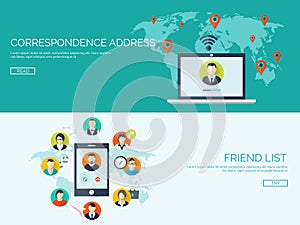 Vector illustration. Global communication. Social network,chatting. Emailing, sms. Web calls. Internet.