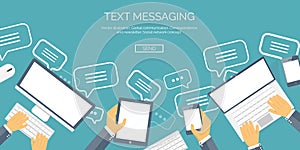 Vector illustration. Global communication. Social network,chatting. Emailing, sms. Web calls. Internet.