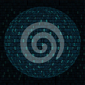 Vector illustration of globe with binary code