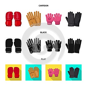 Vector illustration of glove and winter icon. Set of glove and equipment stock symbol for web.