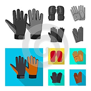 Vector illustration of glove and winter icon. Set of glove and equipment stock symbol for web.