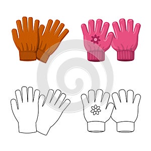 Vector illustration of glove and winter logo. Collection of glove and equipment vector icon for stock.