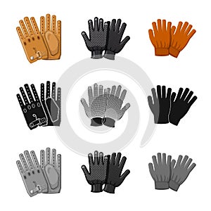 Vector illustration of glove and winter symbol. Collection of glove and equipment stock vector illustration.