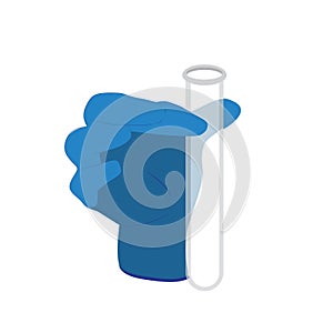 Vector illustration with a gloved hand holding a flask