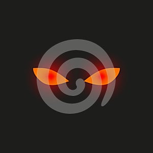 Vector illustration of glowing red eyes in the dark.