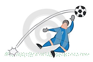 Vector illustration goalkeeper, shoot and goal. Hand drawn