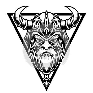 Vector illustration of God Odin Viking with Helmet, Armor on the White background. Hand-drawn illustration for mascot sport logo