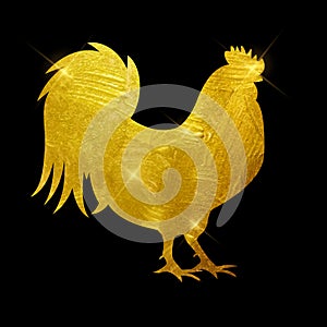 Vector Illustration of Godlen Fire Rooster, Symbol 2017 Year