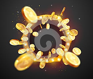 Vector illustration of the gold coins blast