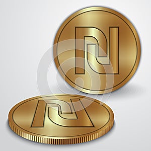 Vector illustration of gold coins with Israeli