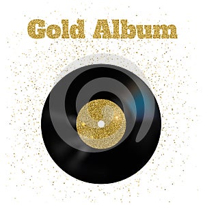 Vector illustration of gold metal vinyl disk
