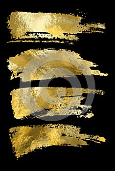 Vector gold paint smear stroke stain set