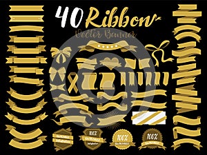 40 Gold Ribbon vector illustration with flat design. Included the graphic element as retro badge, guarantee label, sale tag, disco