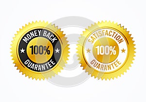 Vector Illustration golden 100% money back and satisfaction guarantee label medal