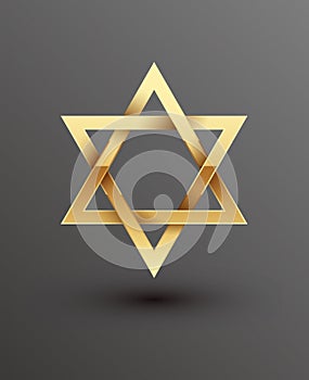 Vector illustration of golden Magen David star of David