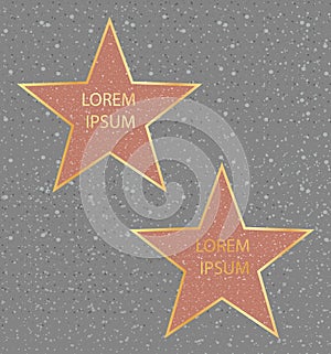 Vector illustration of golden stars, walk of fame famous people, Hollywood actor star concept.