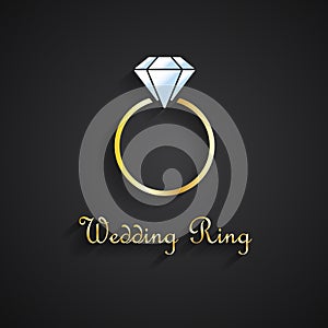 Vector illustration of golden wedding ring
