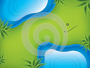 Vector illustration golf course, top view