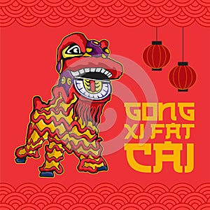 vector illustration Gong xi fat cai happy chinese new year