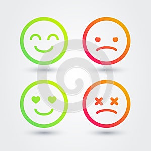 Vector Illustration Good, Bad, Positive, Negative Emoji Icons Set