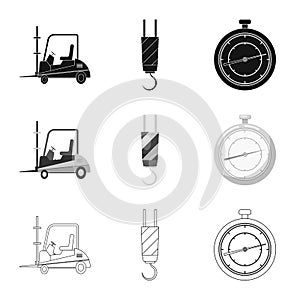 Vector illustration of goods and cargo icon. Collection of goods and warehouse stock vector illustration.