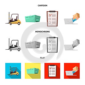 Vector illustration of goods and cargo icon. Collection of goods and warehouse stock vector illustration.