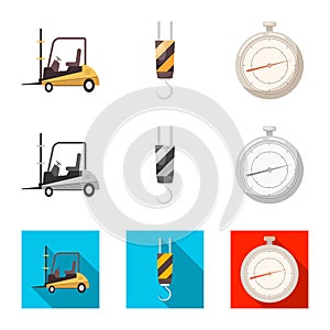 Vector illustration of goods and cargo icon. Collection of goods and warehouse vector icon for stock.