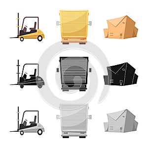 Vector illustration of goods and cargo icon. Set of goods and warehouse stock symbol for web.