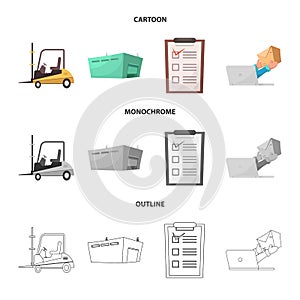 Vector illustration of goods and cargo icon. Set of goods and warehouse stock symbol for web.