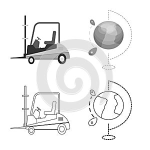 Vector illustration of goods and cargo sign. Collection of goods and warehouse stock vector illustration.