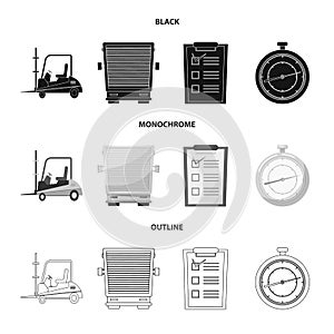 Vector illustration of goods and cargo sign. Collection of goods and warehouse stock vector illustration.