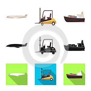 Vector illustration of goods and cargo sign. Collection of goods and warehouse vector icon for stock.