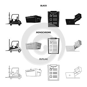 Vector illustration of goods and cargo symbol. Collection of goods and warehouse stock symbol for web.