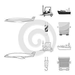 Vector illustration of goods and cargo symbol. Collection of goods and warehouse vector icon for stock.