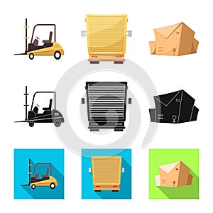 Vector illustration of goods and cargo symbol. Set of goods and warehouse stock symbol for web.