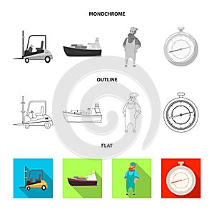 Vector illustration of goods and cargo symbol. Set of goods and warehouse stock symbol for web.