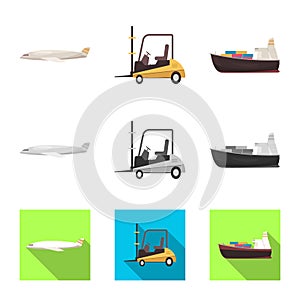 Vector illustration of goods and cargo symbol. Set of goods and warehouse stock symbol for web.