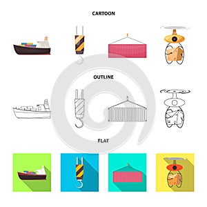 Vector illustration of goods and cargo symbol. Set of goods and warehouse stock vector illustration.