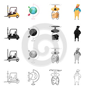 Vector illustration of goods and cargo symbol. Set of goods and warehouse vector icon for stock.