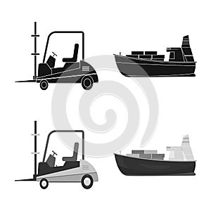 Vector illustration of goods and cargo symbol. Set of goods and warehouse vector icon for stock.